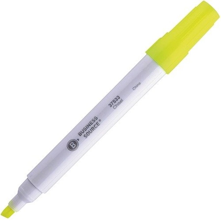 Business Source HIGHLIGHTER, DESK, CHISEL, FYW, 12PK BSN37533